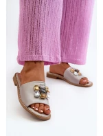 Dámské Sandály S Ozdobami model 21665122 Béžové - S.Barski Dámské Sandály S Ozdobami model 21665122 Béžové - S.Barski