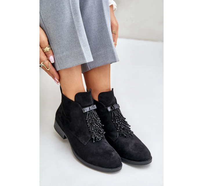 Zateplené Nízké Boty S Dekorací Na Zip Černé S.Barski HY42-715