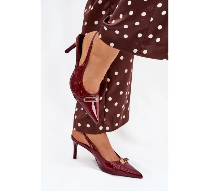 Lodičky Na Jehlovém Podpatku Se Zlatou Bordové model 21704634 - Boto