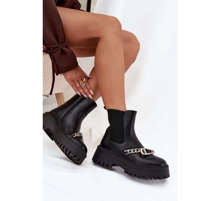 Dámské Boty Na Platformě S Řetězem Černé Marvella