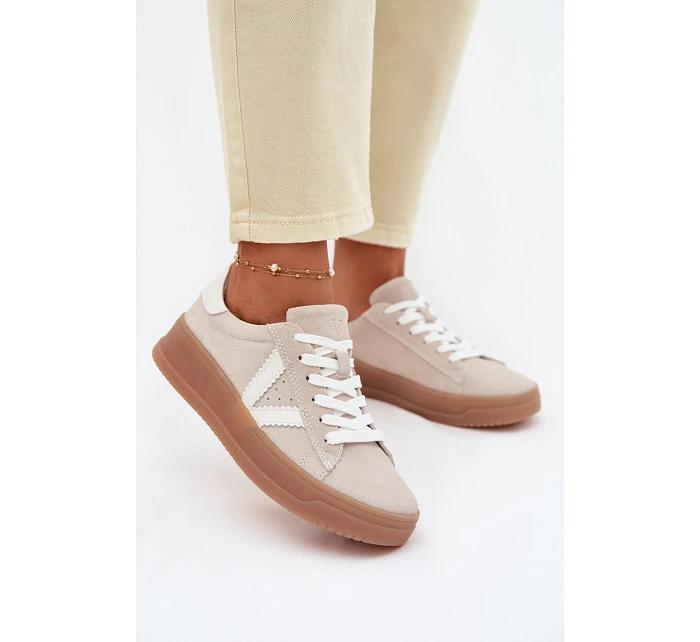 Dámské tenisky z přírodního semiše na platformě Vinceza Béžové Dámské tenisky z přírodního semiše na platformě Vinceza Béžové