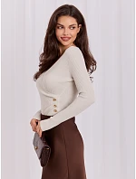 Sweter IR SW model 22285638 jasny beżowy - FPrice Sweter IR SW model 22285638 jasny beżowy - FPrice