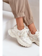 Dámské tenisky s odřením na platformě béžové Seladwen