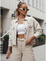 Dámská oversize džínová bunda MOLI light beige FashionStreet TY4133