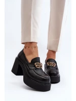 Zazoo 20170 Kožené Dámské Polobotky na Podpatku Černé