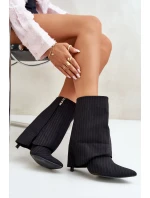 Dámské boty na podpatku se svrškem a  černé model 21670413 - Boto