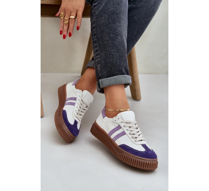 Zazoo N1068 Kožené Nízké Sneakersy Dámské Na Platformě Bílé Zazoo N1068 Kožené Nízké Sneakersy Dámské Na Platformě Bílé