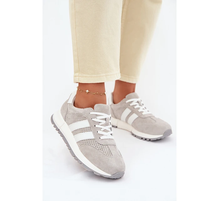 Dámské tenisky z pravé semišové šedé model 22069511 - EVENTO Dámské tenisky z pravé semišové šedé model 22069511 - EVENTO