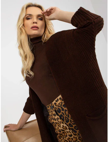 Dámský svetr LO SW LK 3002 kardigan.98P tmavě hnědý Dámský svetr LO SW LK 3002 kardigan.98P tmavě hnědý