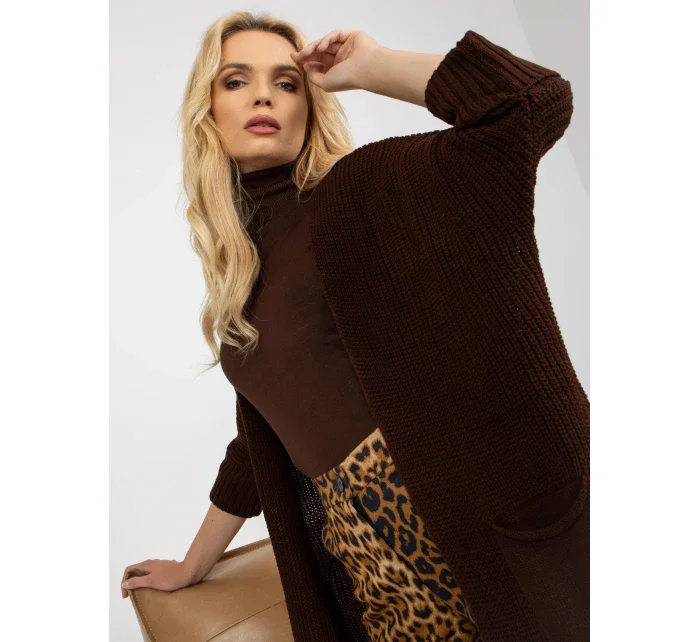 Dámský svetr LO SW LK 3002 kardigan.98P tmavě hnědý Dámský svetr LO SW LK 3002 kardigan.98P tmavě hnědý