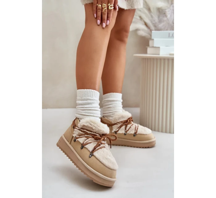 Nízké Sněhule Na Platformě S Kožešinou D.Franklin Béžové