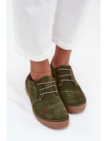 Dámské kožené polobotky s prošitím Artiker – zelené Dámské kožené polobotky s prošitím Artiker – zelené