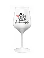 NOVOMANŽELÉ - bílá nerozbitná sklenice na víno 470 ml