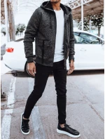 Pánská teplá mikina na zip tmavě šedá Dstreet BX5607 Pánská teplá mikina na zip tmavě šedá Dstreet BX5607