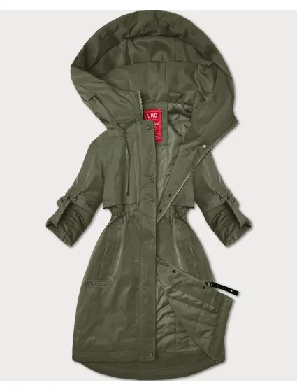 Dámská bunda v olivové barvě s ohrnutými rukávy model 20911372 - LHD