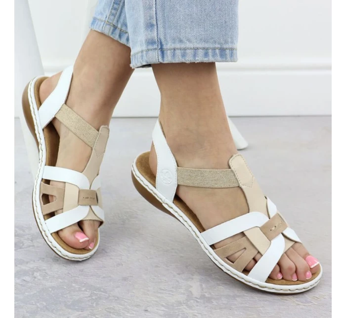 Pohodlné dámské nazouvací sandály bílé model 21904731 - Rieker