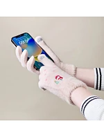 Dámské zimní rukavice na telefon se sněhulákem a vánočním stromkem - béžové dámské Dámské zimní rukavice na telefon se sněhulákem a vánočním stromkem - béžové dámské