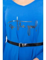 Šaty s ozdobným páskem a nápisem cornflower blue Šaty s ozdobným páskem a nápisem cornflower blue