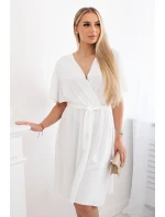 Šaty s vrstveným výstřihem ecru Šaty s vrstveným výstřihem ecru