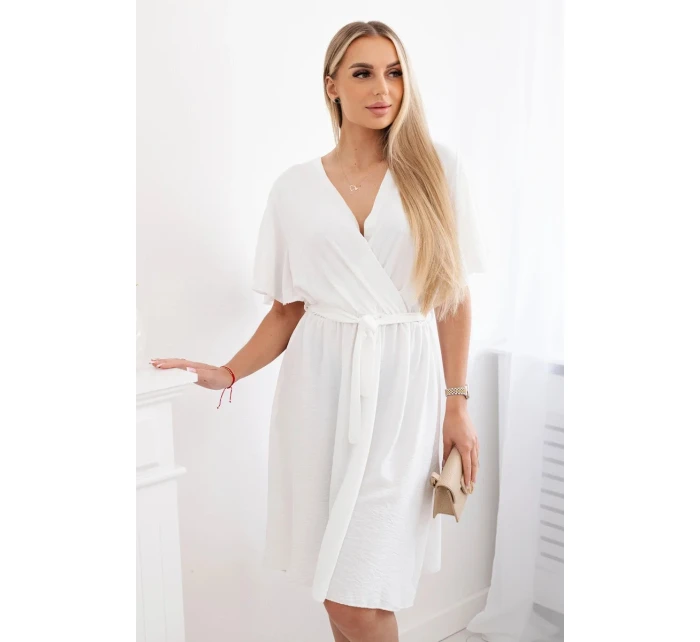 Šaty s vrstveným výstřihem ecru Šaty s vrstveným výstřihem ecru