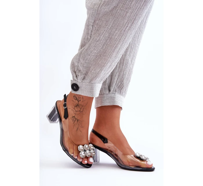 Transparentní Sandály Na Podpatku Černé SBarski MR1037-43