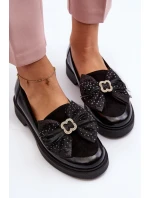 Dámské lakované mokasíny s mašlí Laura Messi 2786 černé