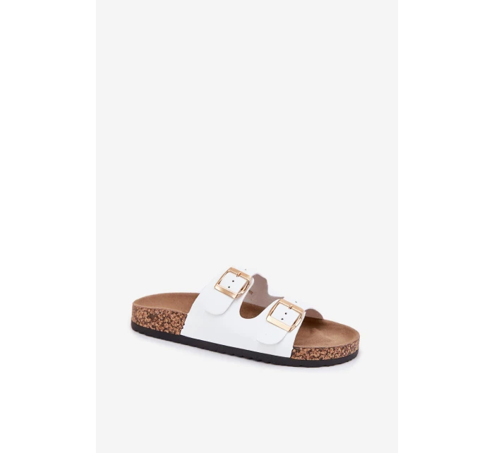 Dámské sandály s přezkami z ekologické kůže bílé model 21701643 - EVENTO