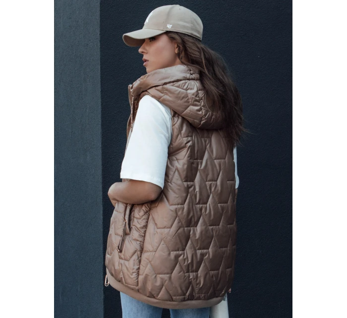 Dámská prošívaná vesta s kapucí COLINE zlatá FashionStreet TY4461