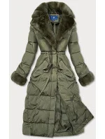 DŁUGA KURTKA ZIMOWA Z  KHAKI model 21243019 - Ann Gissy