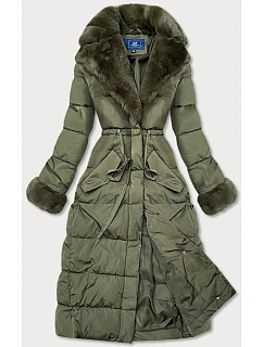 DŁUGA KURTKA ZIMOWA Z  KHAKI model 21243019 - Ann Gissy