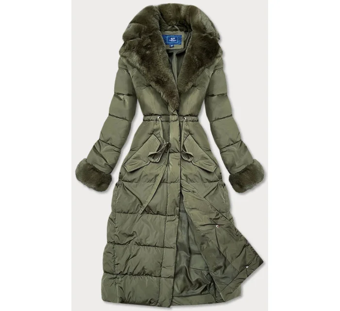 DŁUGA KURTKA ZIMOWA Z  KHAKI model 21243019 - Ann Gissy
