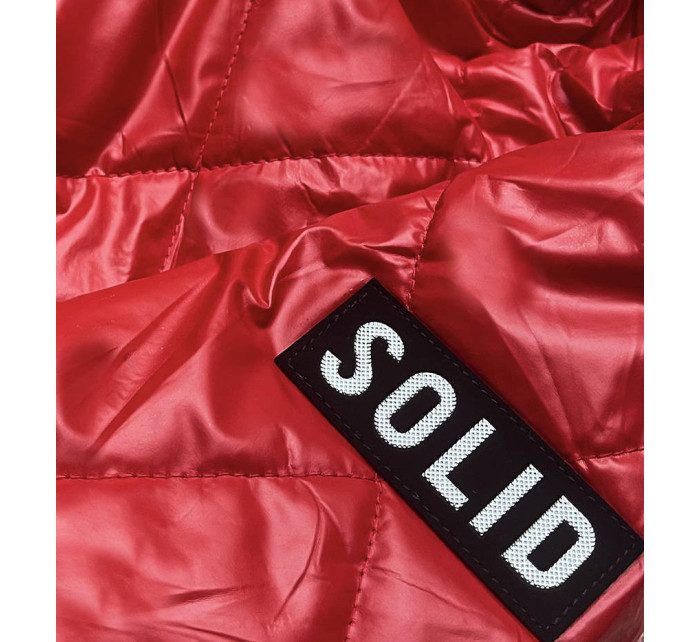 Červená prošívaná bunda s kapucí (B8082-4)