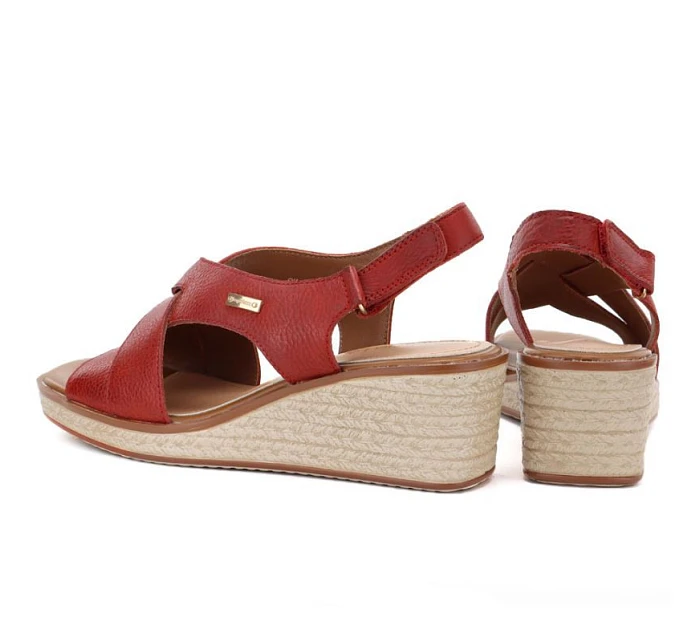 Sergio model 22117000 dámské vínové kožené sandály na platformě - LEONE
