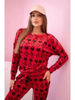 Dámská souprava z veluru s model 21149313 červený - K-Fashion Dámská souprava z veluru s model 21149313 červený - K-Fashion