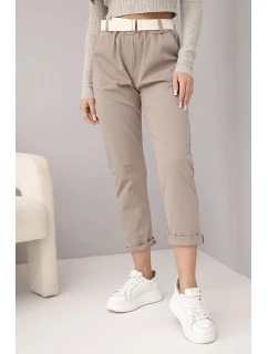 Dámské bavlněné kalhoty s páskem a ohrnutými nohavicemi fango