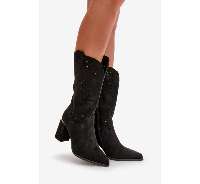 Dámské černé zamilované botky s podpatkem a špičatou špičkou Nevithra