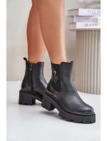 Zazoo 60490 Kožené Zateplené Boty S Dekorací Černé