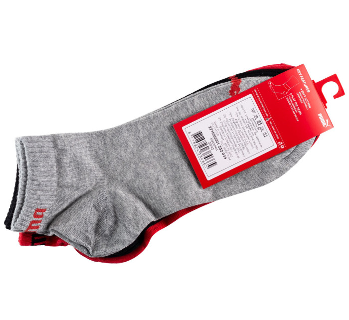 Puma 3Pack ponožky 906978 Červená/šedá/černá