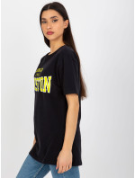 Černé dámské oversize tričko s nápisem