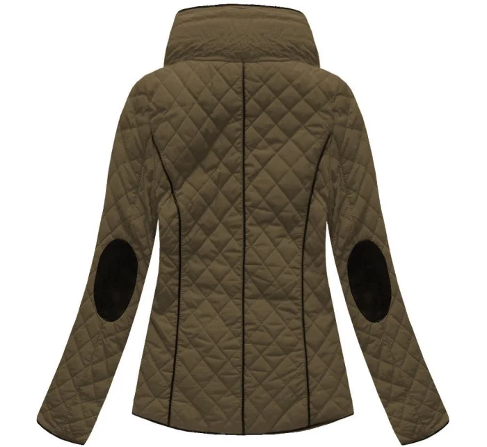 Krótka zimowa pikowana damska kurtka brązowa (wz105)