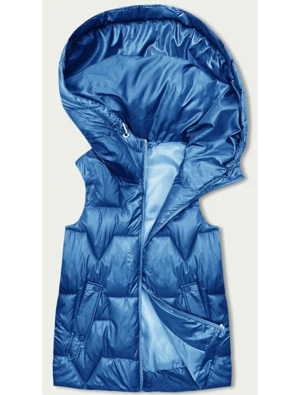 Světle modrá dámská vesta s kapucí (B8171-13) Světle modrá dámská vesta s kapucí (B8171-13)