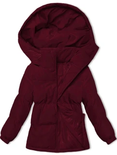 Dámská zimní bunda ve vínové bordó barvě s kapucí (5M3169-1)
