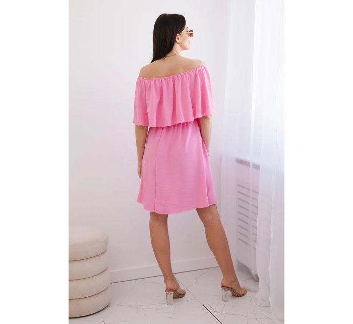 Španělské šaty s pasem světle růžová