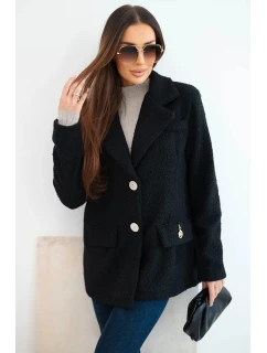 Dámská bunda z měkkého beránka s límcem černá