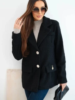 Dámská bunda z měkkého model 21908671 s límcem černá - K-Fashion