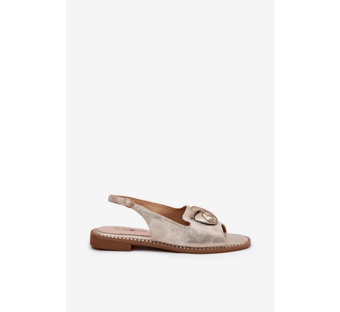 Lesklé dámské sandály s ozdobou S.Barski KV51-006 zlaté