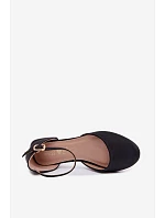 Dětské lesklé sandály na nízkém podpatku Černé Nelly