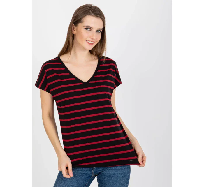 Dámské tričko RV TS 8567.26 černá a červená - FPrice Dámské tričko RV TS 8567.26 černá a červená - FPrice