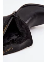 Dámské kožené zateplené boty Jovelle – černé, na podpatku Dámské kožené zateplené boty Jovelle – černé, na podpatku