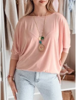 Dámská máslová halenka oversize s přívěskem LUZVIA powder pink FashionStreet RY2774